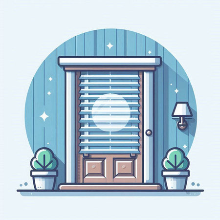Vector illustration of a window in a flat style on a blue background.のイラスト素材