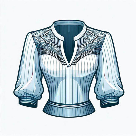 Vector illustration of a women's blouse with an ornament on a white backgroundのイラスト素材