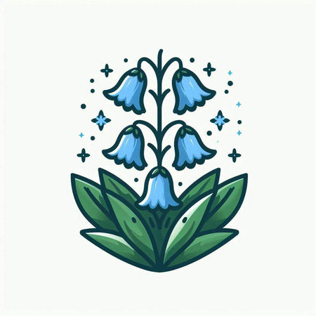 Bluebell flowers. Hand drawn vector illustration in doodle style.のイラスト素材