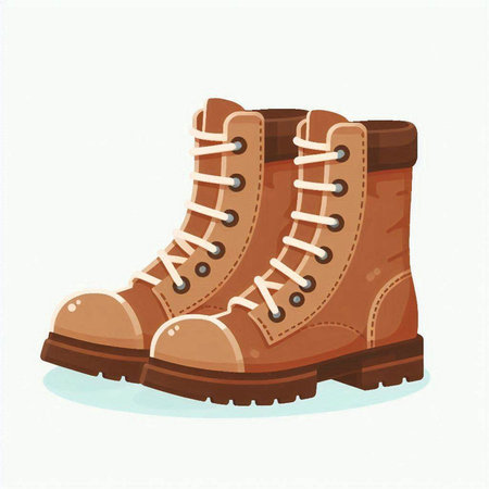 Hiking boots isolated on white background. Vector illustration in cartoon style.のイラスト素材