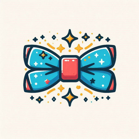 Cute vector illustration with bow tie and stars. Doodle style.のイラスト素材