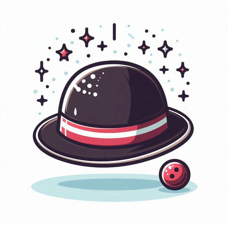 Illustration of a magician hat with a ball on a white backgroundのイラスト素材