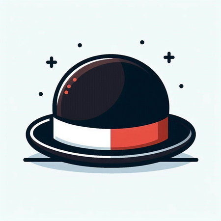 Illustration of a black hat on a white background with space for textのイラスト素材