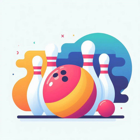 Vector illustration of bowling ball, skittles and bowling pins.のイラスト素材