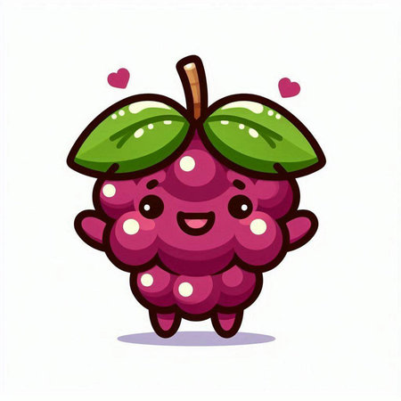 Cute raspberry fruit cartoon character isolated on white background. Vector illustrationのイラスト素材