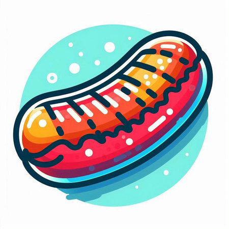 Hot dog icon. Vector illustration of a hot dog on a white background.のイラスト素材