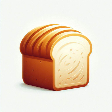 Illustration of a slice of bread on a white background. Vector illustration.のイラスト素材