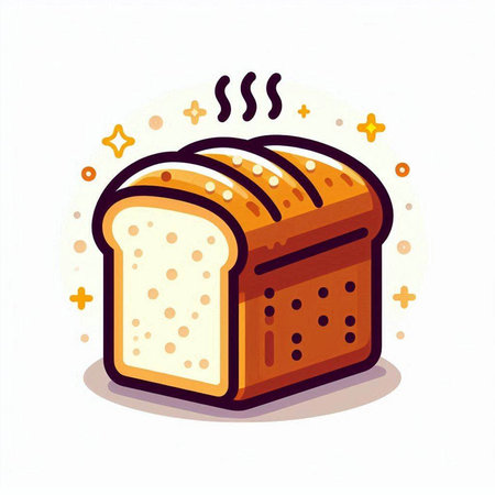 Illustration of a loaf of bread on a white background. Vector illustration.のイラスト素材