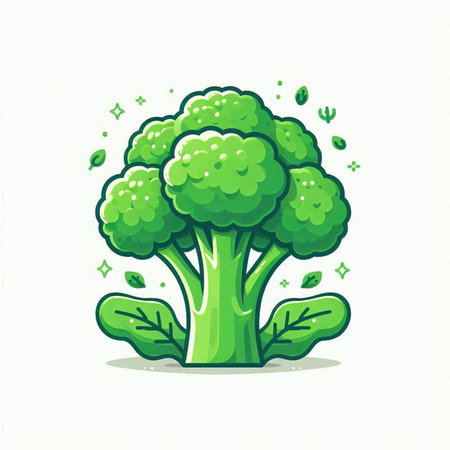 Vector illustration of green broccoli on white background. Vegetable icon.のイラスト素材