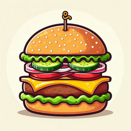Hamburger. Vector illustration of a hamburger on a white background.のイラスト素材