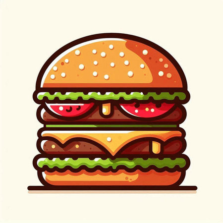 Hamburger icon. Fast food symbol. Vector illustration in flat styleのイラスト素材