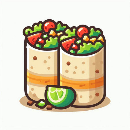 Mexican burrito vector illustration. Traditional mexican food.のイラスト素材