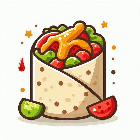 Tortilla wrap icon isolated on white background. Mexican food vector illustration.のイラスト素材