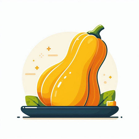 Pumpkin on a plate. Vector illustration in flat style.のイラスト素材
