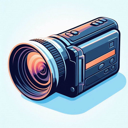 Vintage camera. Vector illustration in retro style on blue background.のイラスト素材