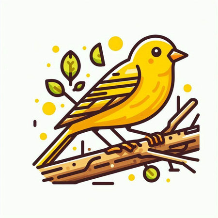 Cute bird sitting on tree branch. Vector illustration in cartoon style.のイラスト素材