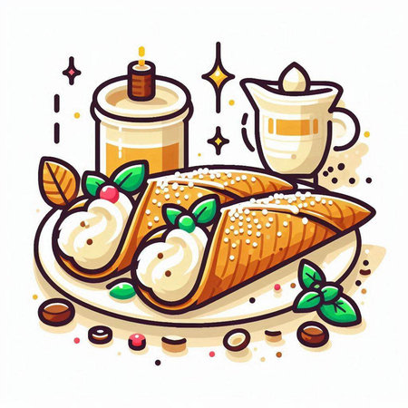 Coffee with ice cream. Vector illustration on white background.のイラスト素材