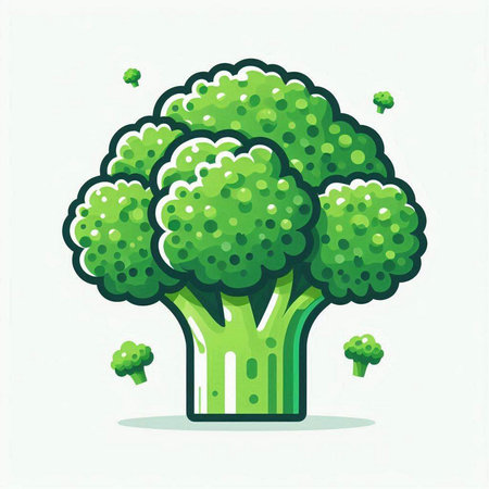 Broccoli vegetable icon isolated on white background. Vector flat illustration.のイラスト素材