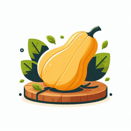 Pumpkin on a wooden stump. Vector illustration in cartoon style.のイラスト素材
