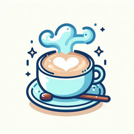 Cup of cappuccino with heart. Vector illustration.のイラスト素材