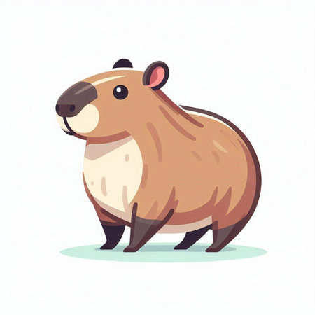 Cute cartoon beaver. Vector illustration isolated on white background.のイラスト素材