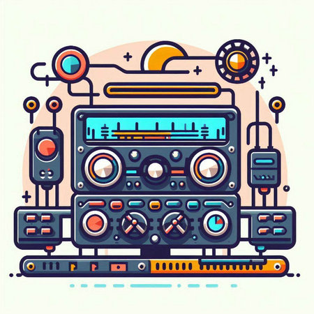 Vector illustration of retro radio set. Radio set. Radio set.のイラスト素材