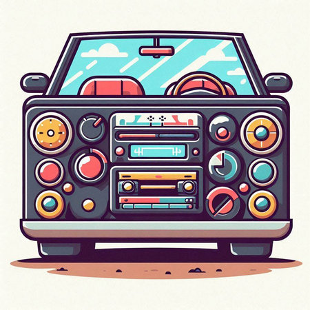Retro car radio. Vector illustration of a vintage car radio.のイラスト素材