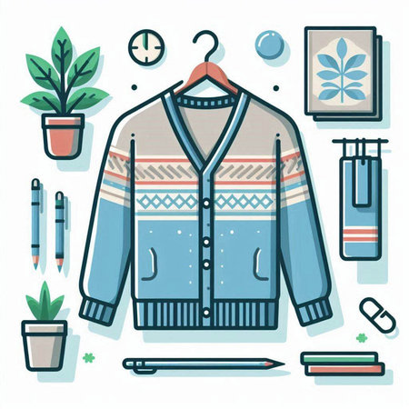 Vector illustration of hipster clothing and accessories. Hipster style.のイラスト素材