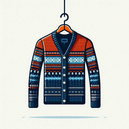 Knitted sweater on a hanger. Winter clothes. Vector illustration.のイラスト素材
