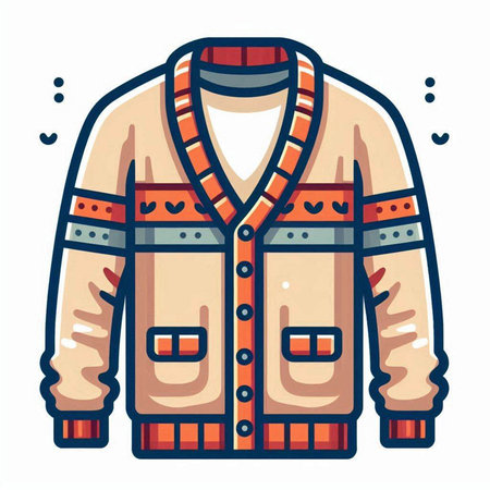 Warm winter jacket icon. Vector illustration in doodle styleのイラスト素材