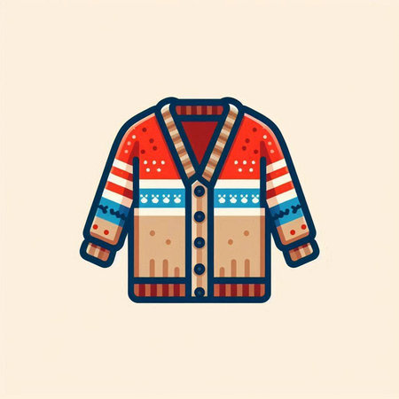 Vector illustration of a warm knitted sweater on a light background.のイラスト素材
