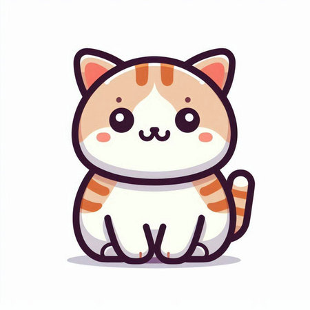 Cute cartoon cat. Vector illustration isolated on a white background.のイラスト素材