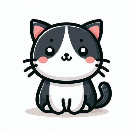 Cute cartoon cat. Vector illustration. Isolated on white background.のイラスト素材