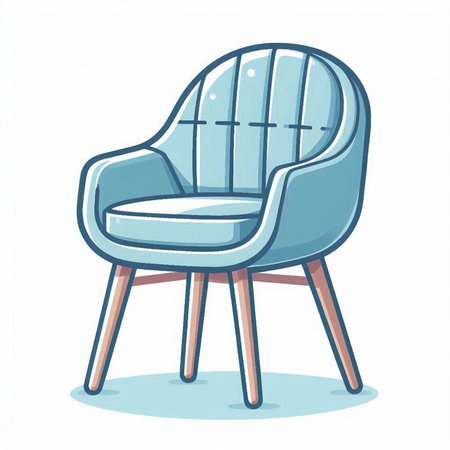 Blue armchair isolated on white background. Vector illustration in flat style.のイラスト素材