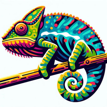 colorful chameleon isolated on a white background. vector illustrationのイラスト素材