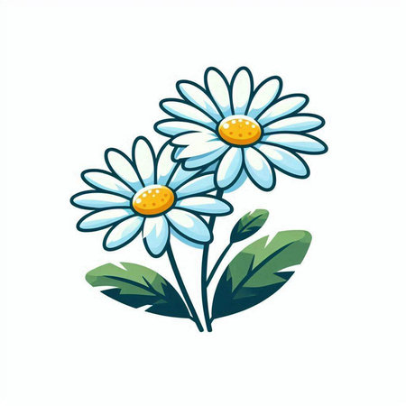 Chamomile flowers on a white background. Vector illustration.のイラスト素材