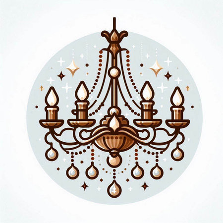 Vintage chandelier. Hand drawn vector illustration for your designのイラスト素材