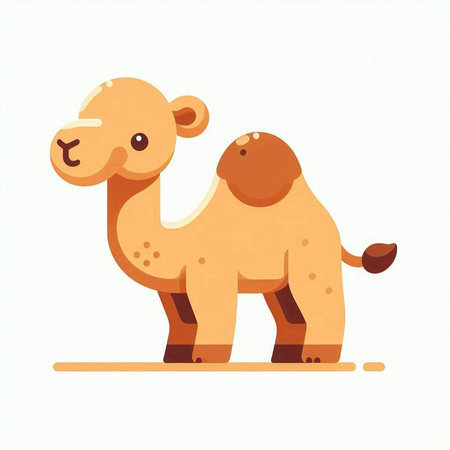 Cute camel isolated on white background. Vector illustration in cartoon style.のイラスト素材