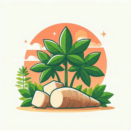 Coconut tree on the beach. Vector illustration in flat style.のイラスト素材