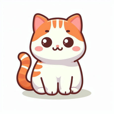 Cute kawaii cat isolated on white background. Vector illustration.のイラスト素材