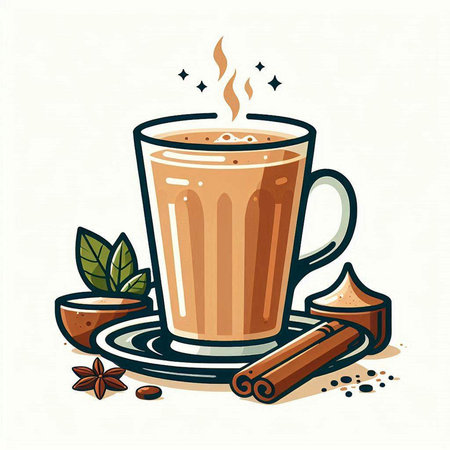 Coffee cup with cinnamon and anise. Vector illustration.のイラスト素材