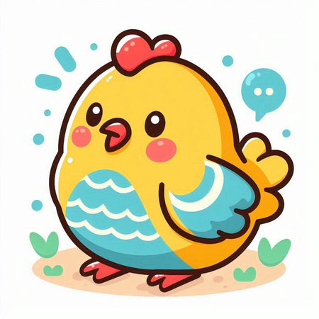 Cute cartoon chicken. Vector illustration isolated on a white background.のイラスト素材