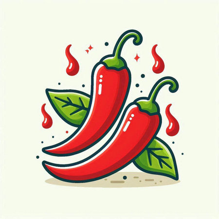 Chili pepper vector illustration. Vector illustration of hot chili pepper.のイラスト素材
