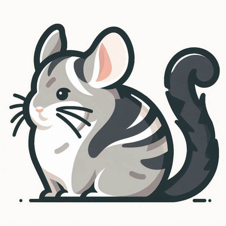 cute chinchilla on a white background. vector illustration.のイラスト素材