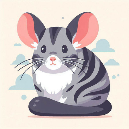 Cute mouse vector illustration in flat style. Cute cartoon mouse.のイラスト素材