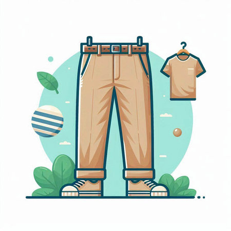 Men's pants and t-shirt. Vector illustration in flat styleのイラスト素材