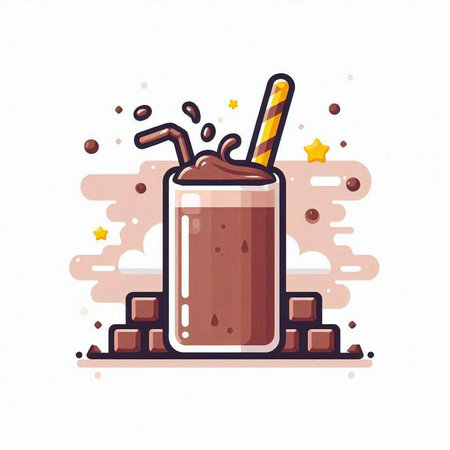 Chocolate smoothie icon in flat cartoon style. Vector illustration.のイラスト素材