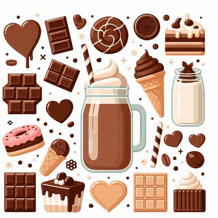 Coffee and sweets. Set of elements for design. Vector illustrationのイラスト素材