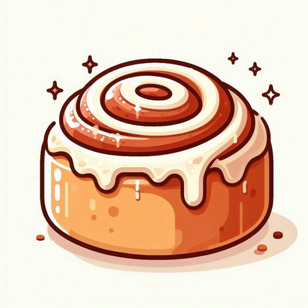 Cinnamon bun with glaze. Vector illustration in cartoon style.のイラスト素材
