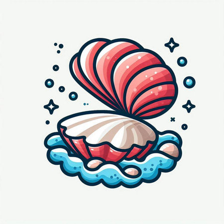 Cute cartoon seashell. Vector illustration isolated on white background.のイラスト素材